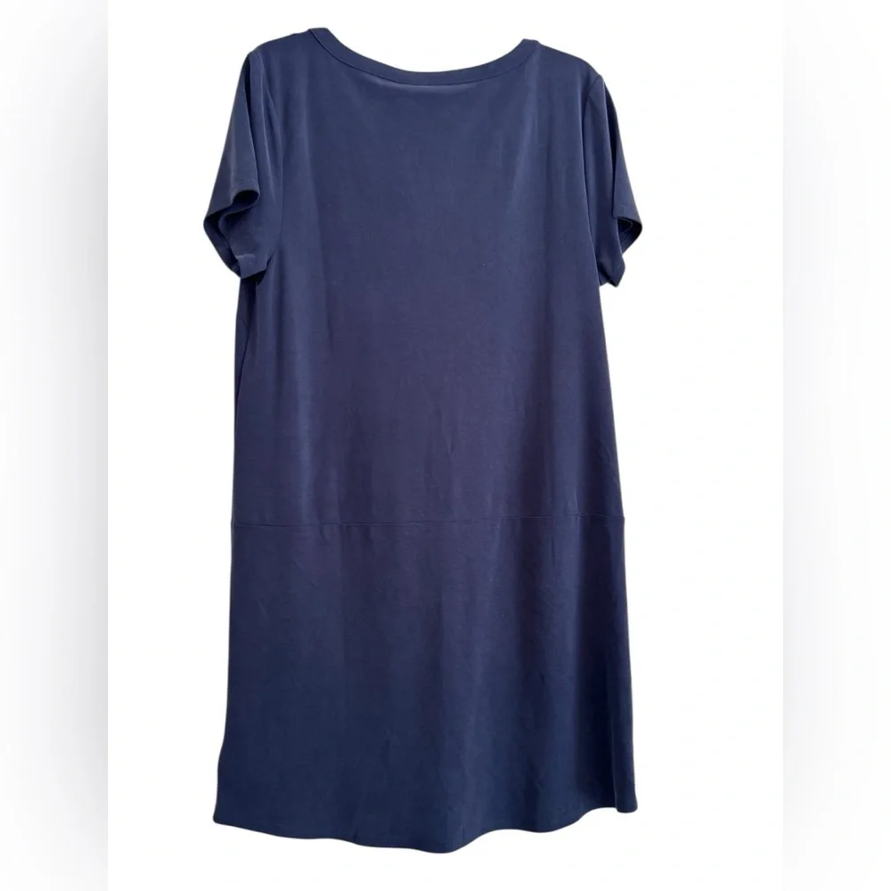 Tahari Short Sleeve Shift Blue Dress - Picture 3 of 5